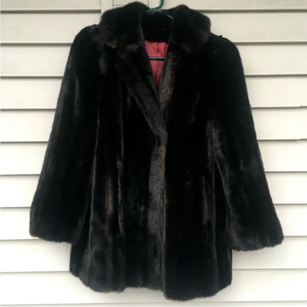 Vintage Tissavel France Women’s Faux Fur Coat. Heavy Winter Jacket. Dark Brown